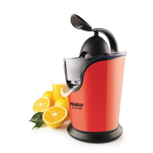 EXPRIMIDOR DE CÍTRICOS ELÉCTRICO PEABODY PE-EC402R 100W CUERPO DE ACERO INOXIDABLE ROJO