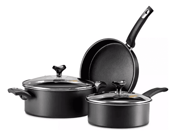SET 5 PIEZAS MARMICOC -SABORES (CACEROLA CTAPA 24CM OLLA CTAPA 20CM SARTEN 24CM) ROJO Y NEGRO