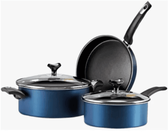 SET 5 PIEZAS MARMICOC -SABORES (CACEROLA CTAPA 24CM OLLA CTAPA 20CM SARTEN 24CM) AZULNEGRO