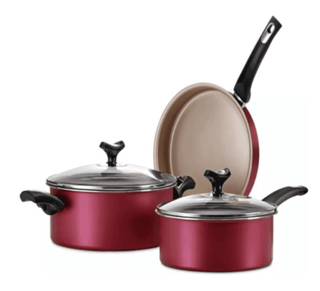 SET 5 PIEZAS MARMICOC -SABORES (CACEROLA CTAPA 24CM OLLA CTAPA 20CM SARTEN 24CM) ROJO Y DORADO